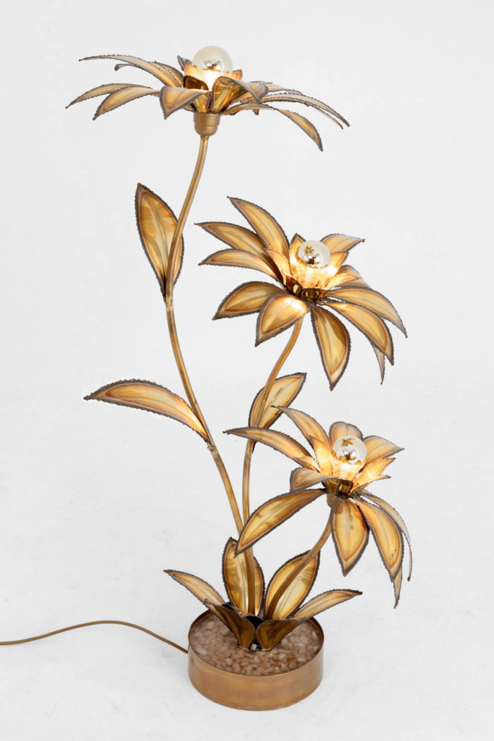 lampe fleurs maison jansen laiton doré profil