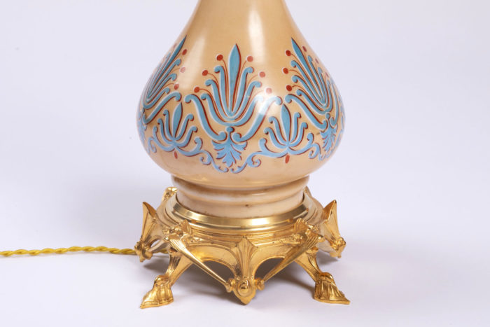 opaline lamps gothic revival style blue palm leaves
