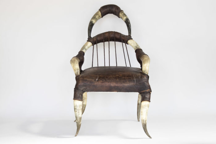 michel haillard buffalo horn armchairs face leather