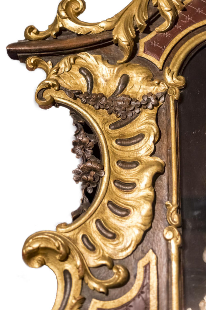 rococo style mirror c-scrolls and flowers