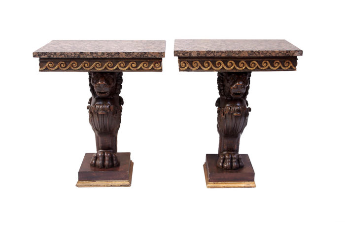 pompeian style consoles lion lacquered wood