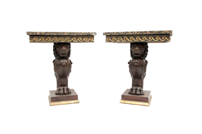 pompeian style consoles lion lacquered wood trapezophorum