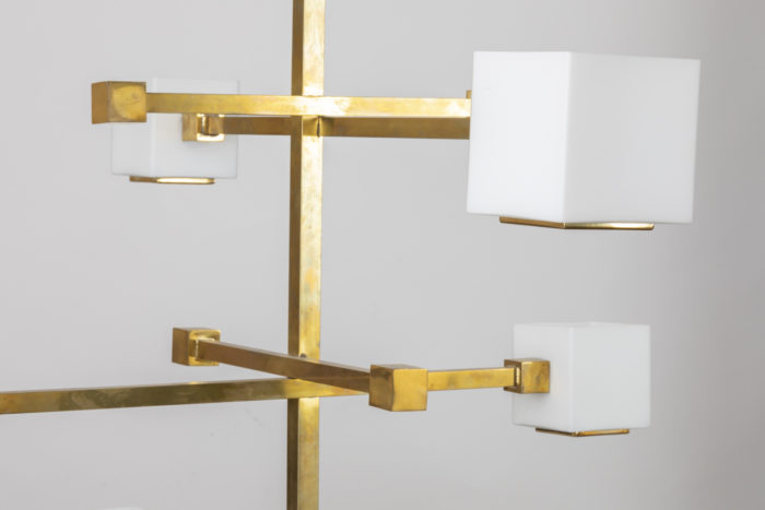 gilt brass chandelier middle glass cube detail