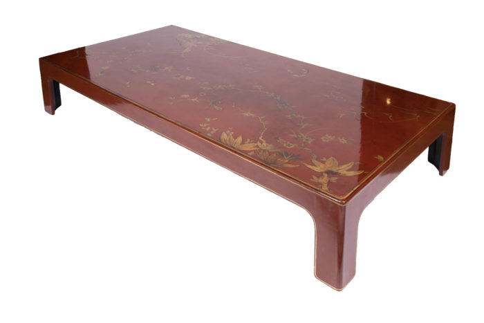 red lacquered coffee table side