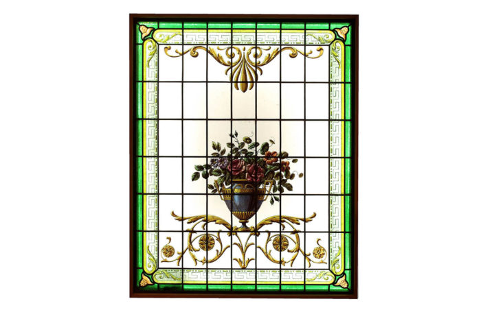 stained glass window flower lighting