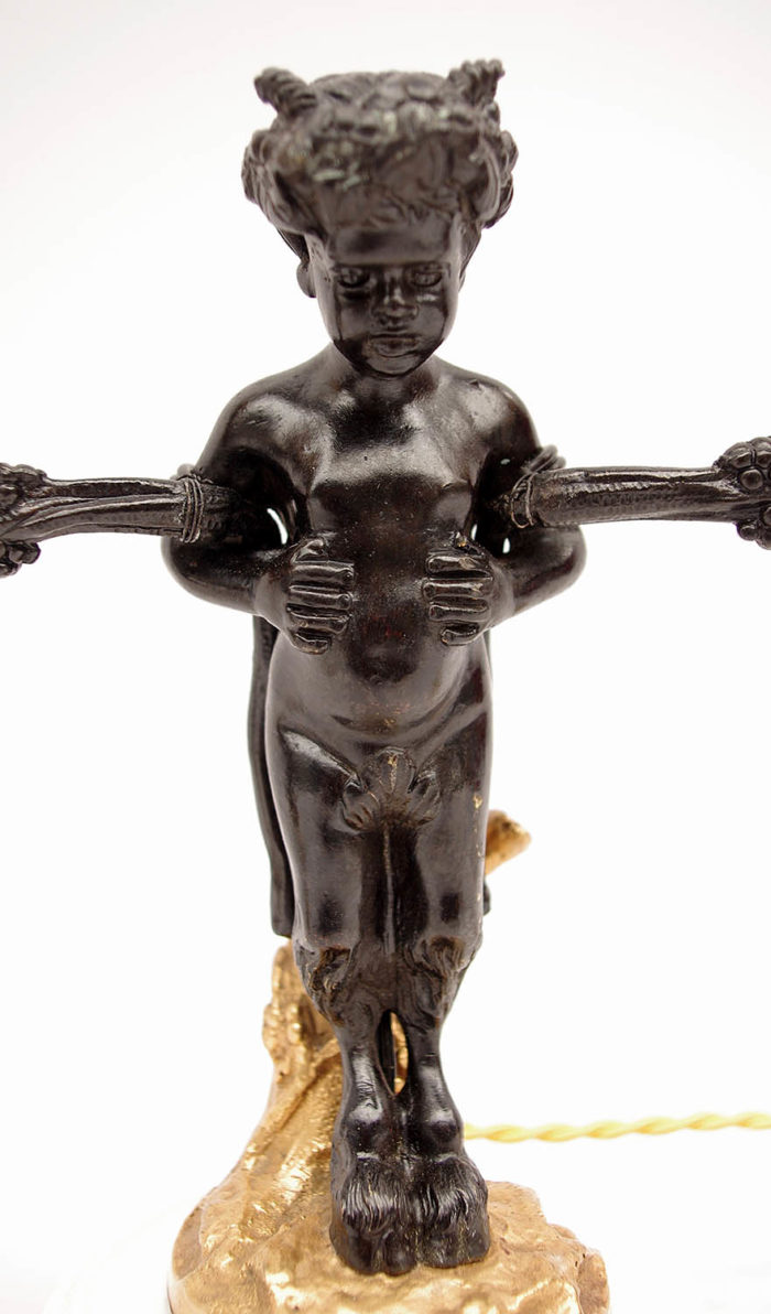 satyr candlestick black patina bronze