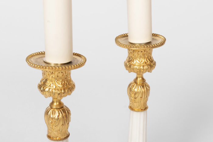 pair candlesticks gilt bronze cups bobeches