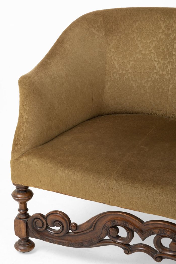 jacobean english style sofa carved wood left