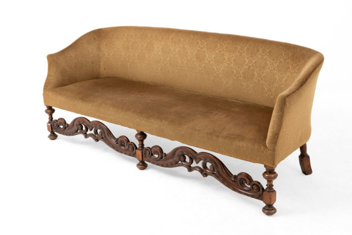 carved wood jacobean english style sofa 3/4