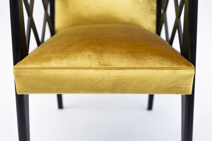 fauteuil art déco velours jaune assise