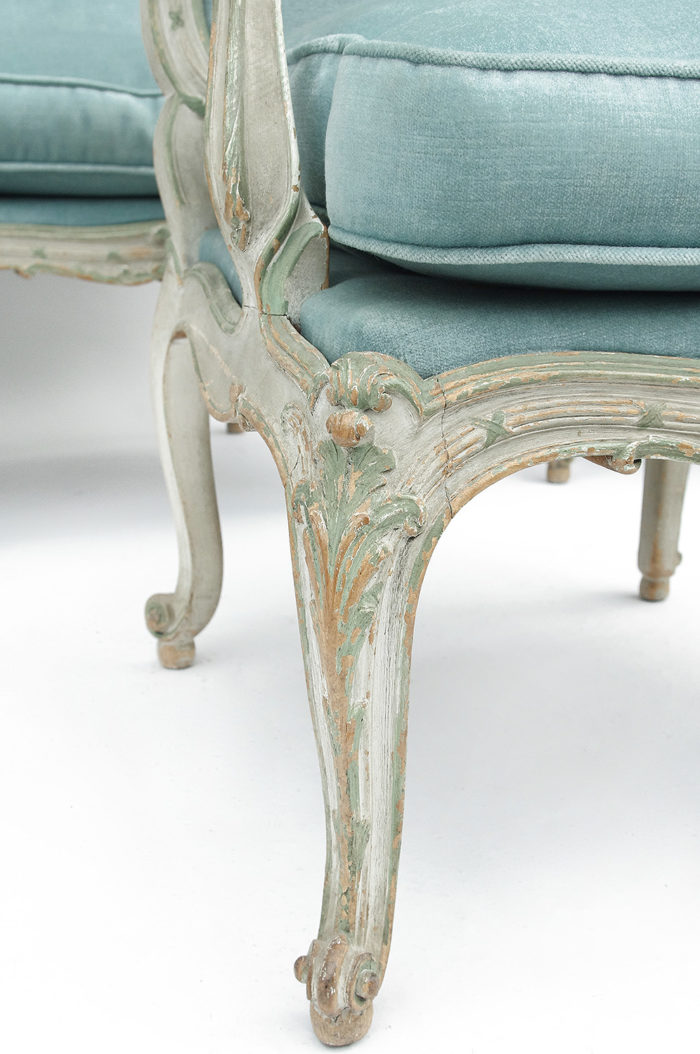 louis xv style armchair à chassis palm leaf leg