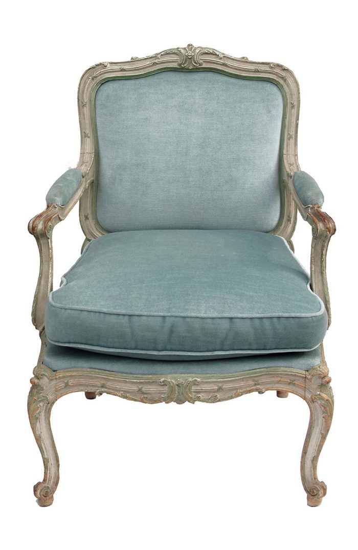 louis xv style armchairs à chassis velvet face