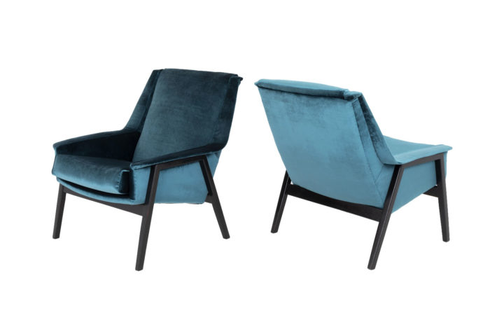 blue armchairs carlo di carli side and 3/4 back