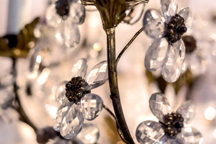 lustre capodimonte laiton fleurs verre