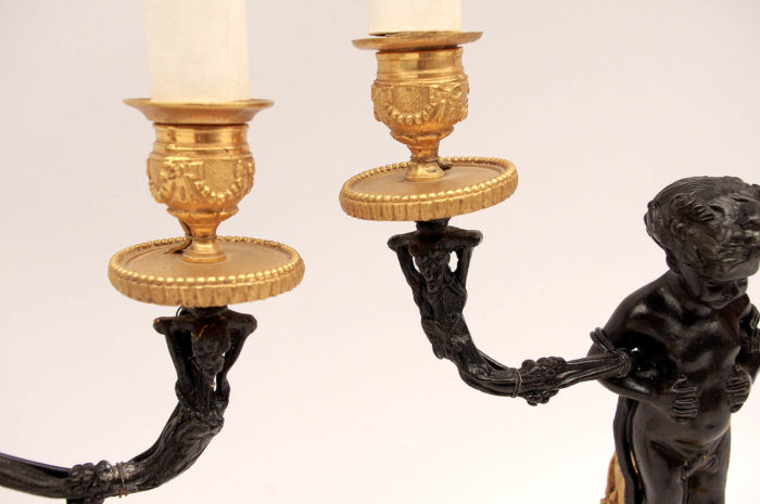 pair satyr candlesticks cups bobeches