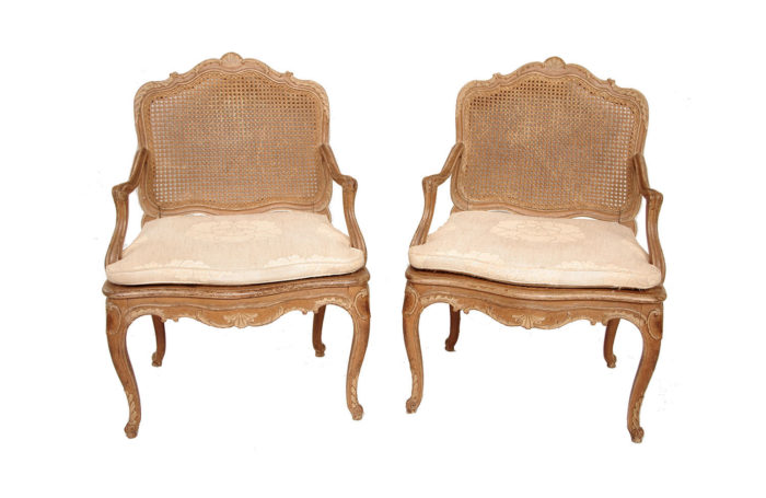 pair canned armchairs louis xv