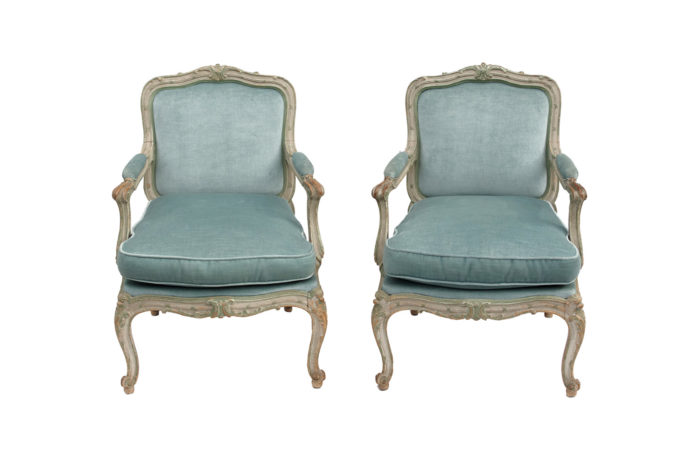pair of louis xv style armchairs à chassis face prcpl
