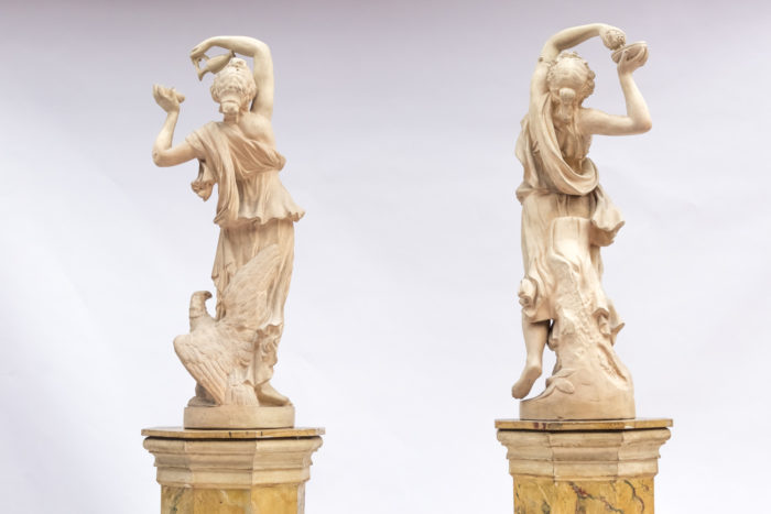 pair nymphs sculptures terracotta back