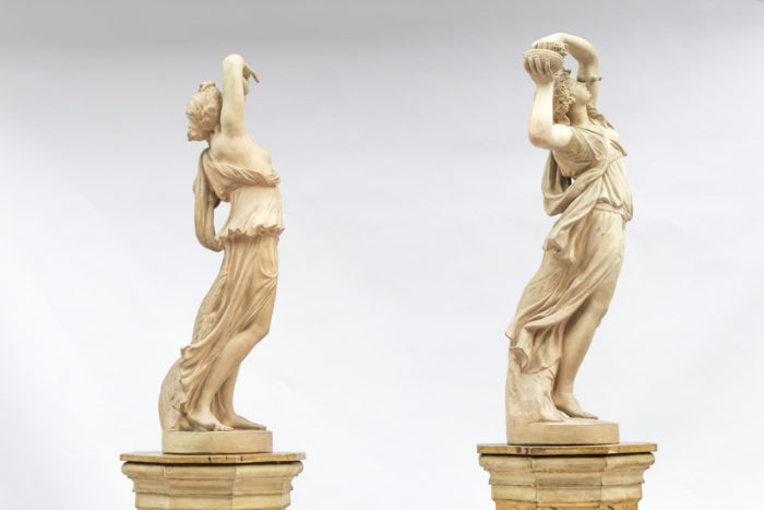 pair nymphs sculptures terracotta side