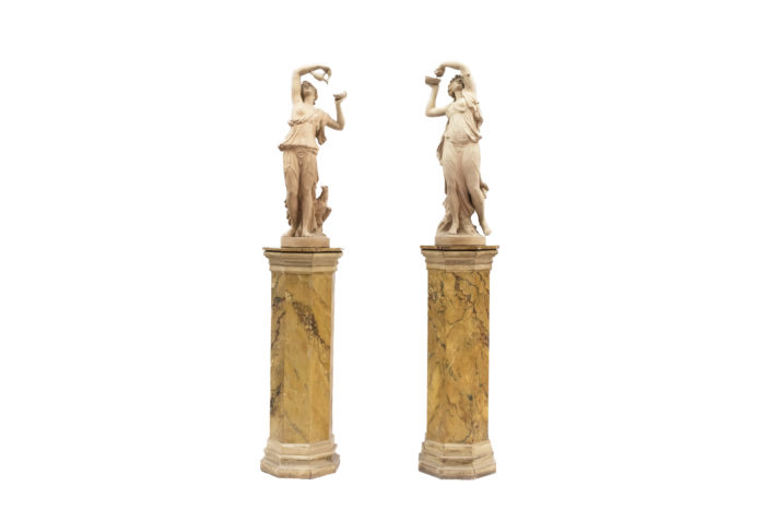 paire sculptures nymphes céramique prcpl