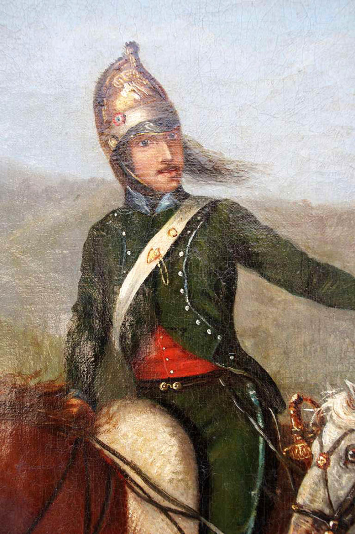 peinture militaire officier cavalier détail