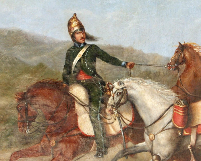 military painting officer horse