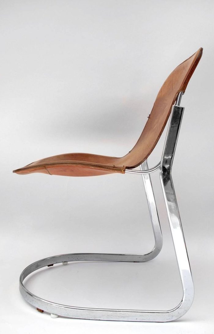 willy rizzo chaises cuir métal côté 1