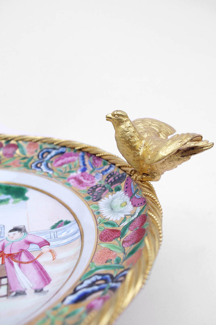 canton porcelain plate bird mount