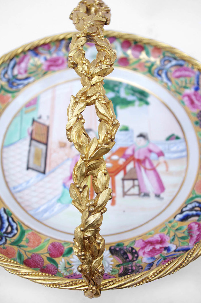 canton porcelain plate laurel braid mount