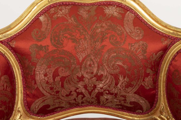 louis xv style low bergere fabric detail