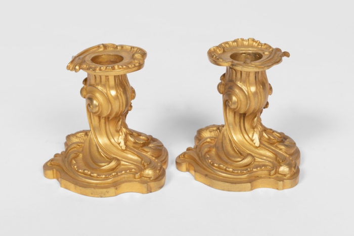 rocaille style candlesticks gilt bronze side
