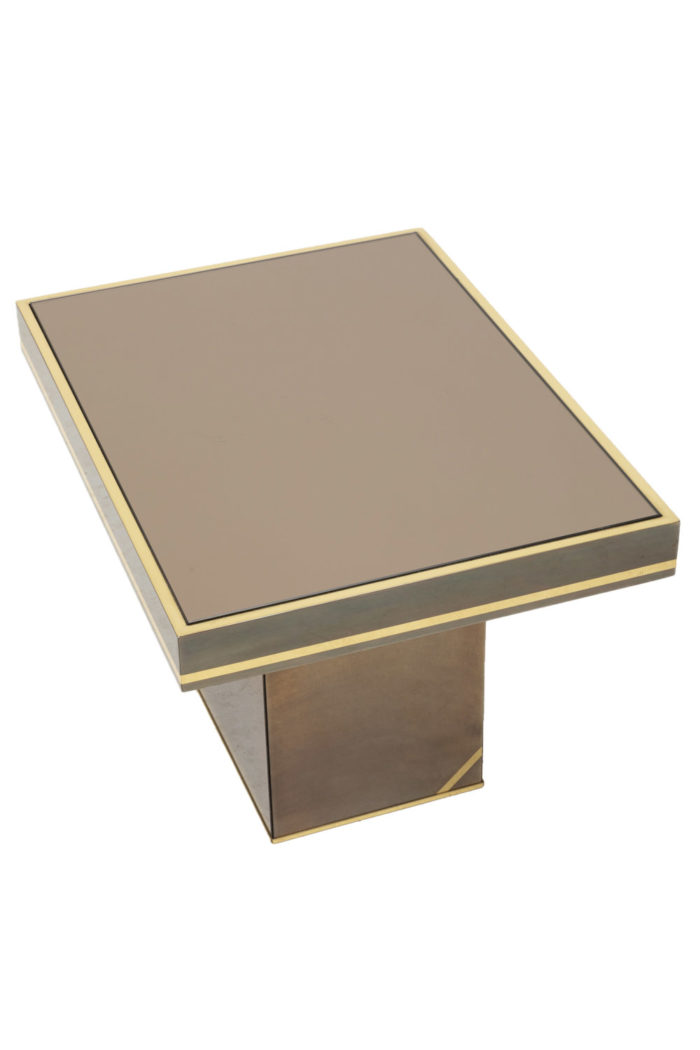 end table brass coppered mirror top