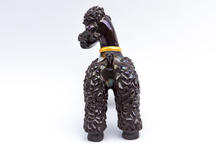 iridescent earthenware poodle back