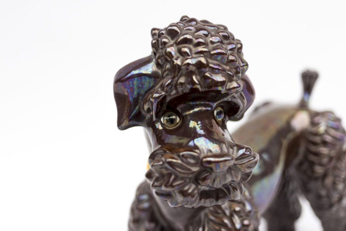 iridescent earthenware poodle head