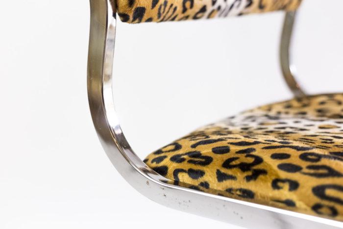 chair steel cheetah fabric seat