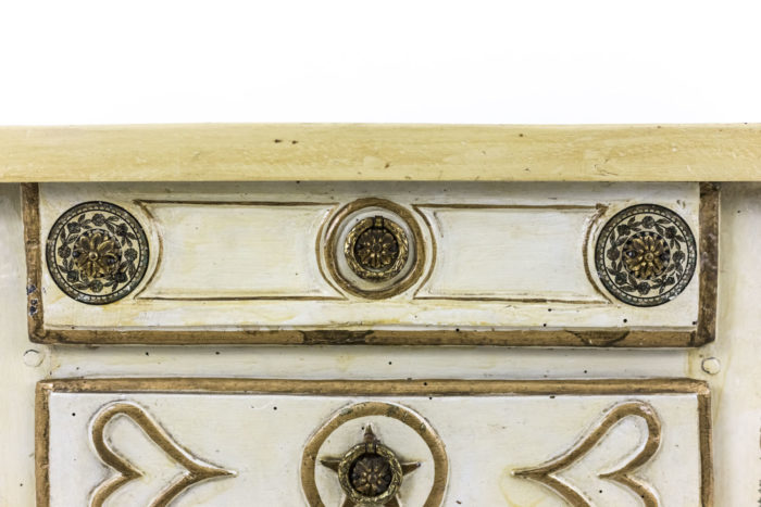 yellow louis xv bedside table drawer
