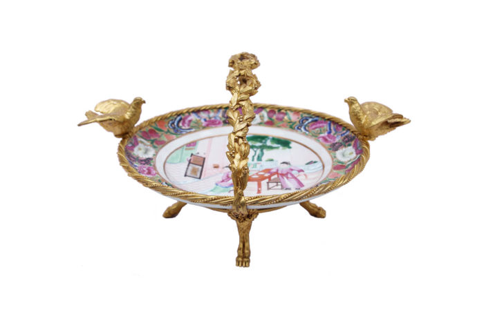 assiette porcelaine canton monture bronze prcpl