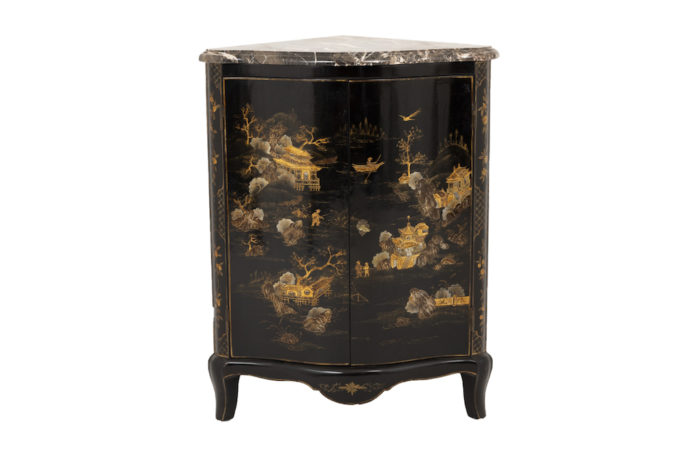 louis xv style corner cabinet black lacquered chinese decor prcpl