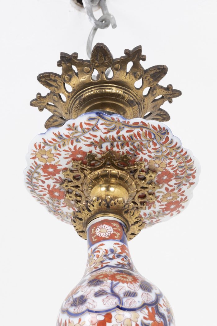 lustre hollandais haut fût porcelaine bronze