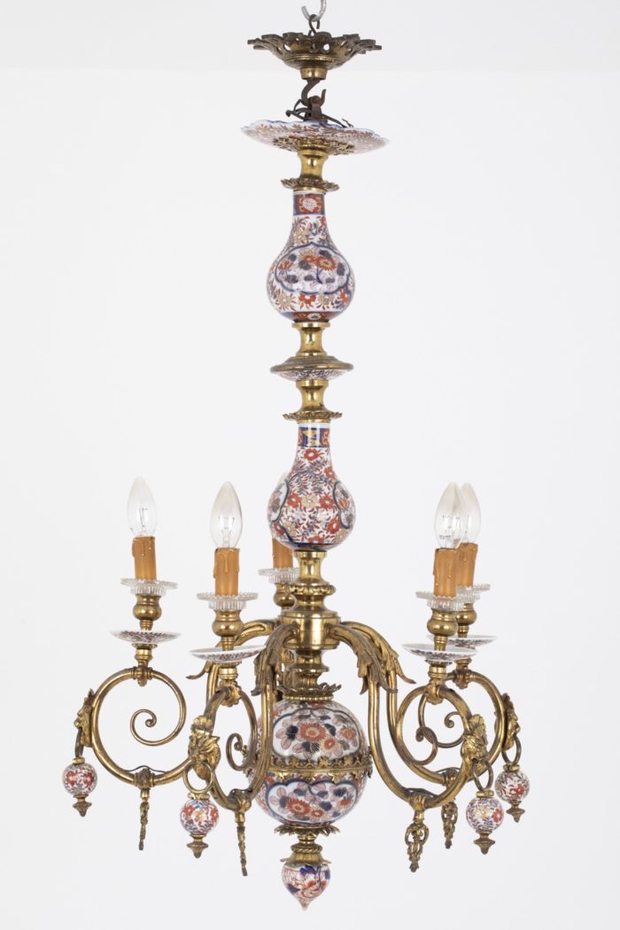 dutch style chandelier imari gilt bronze
