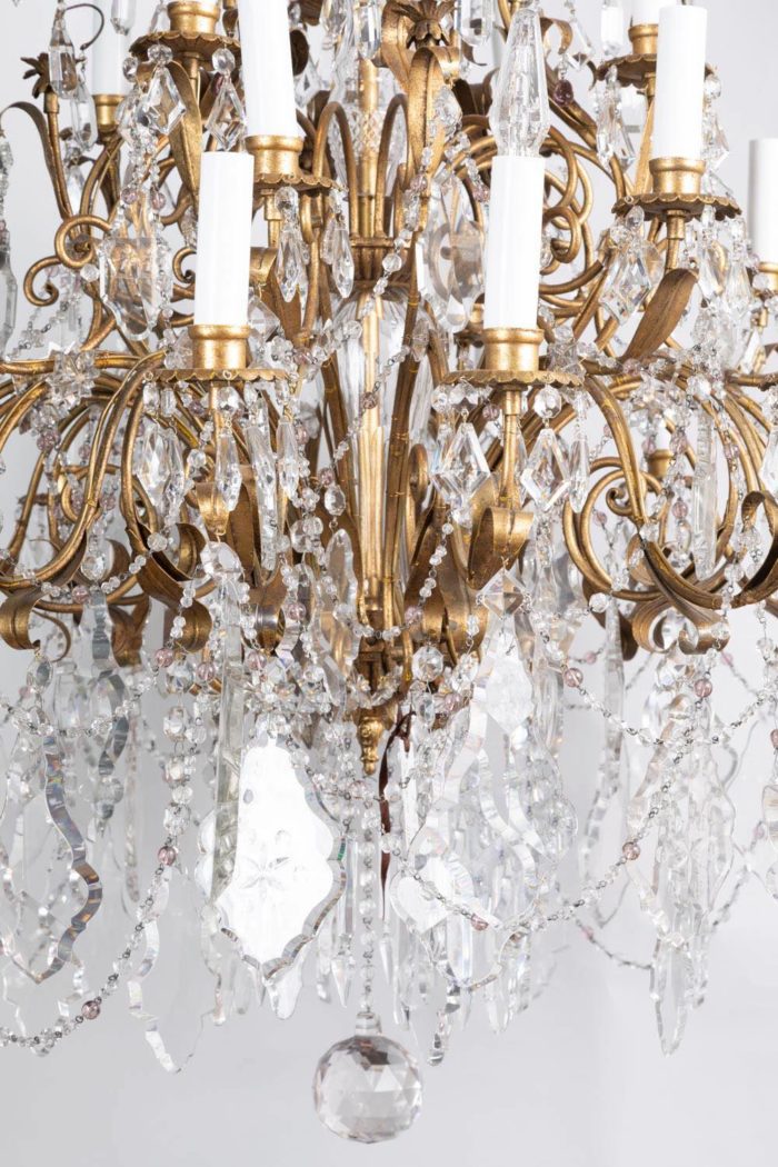 louis xv chandelier gilt brass and crystal tassels
