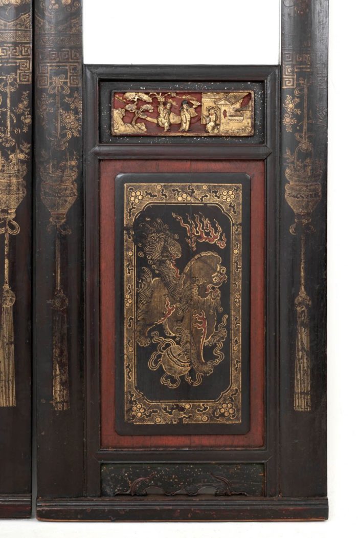 door chinese lacquer gilt and red