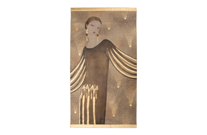 art deco woman portrait linen canvas