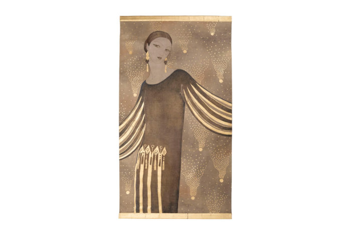 art deco woman portrait linen canvas