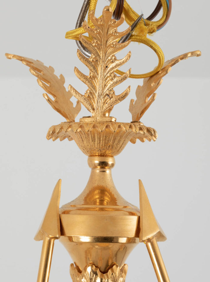 empire chandelier gilt bronze top detail