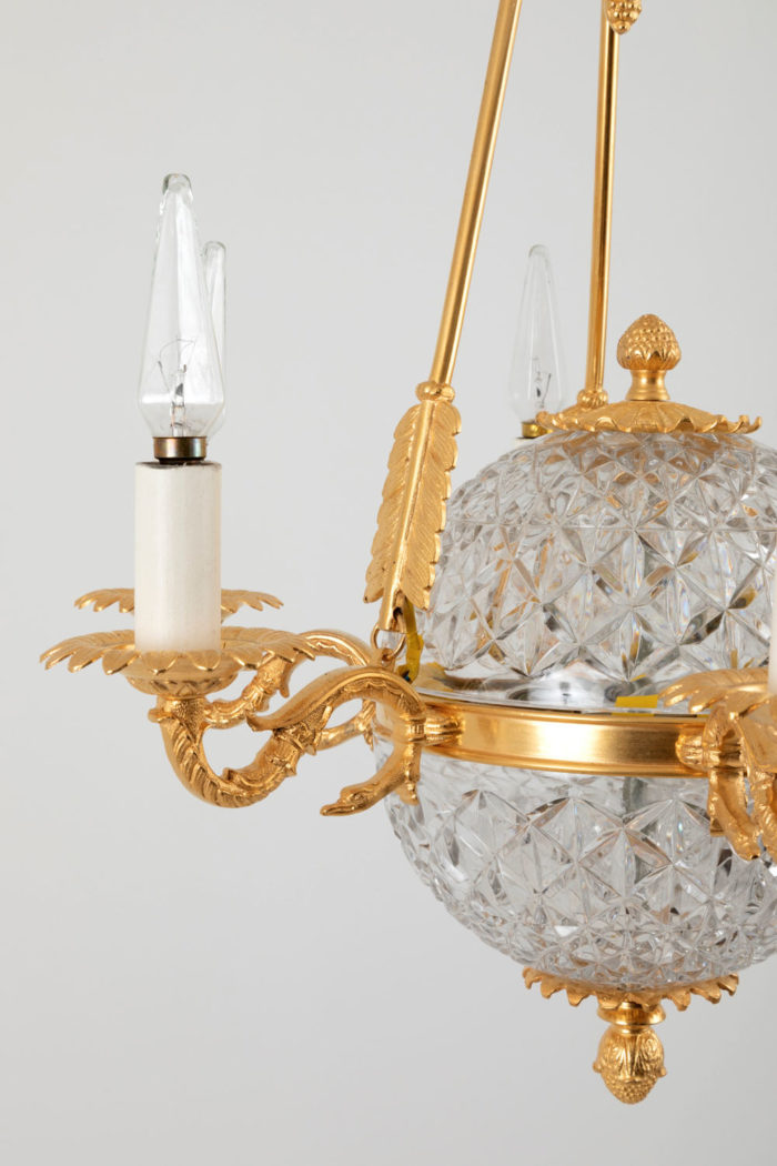 empire chandelier crystal gilt bronze side detail