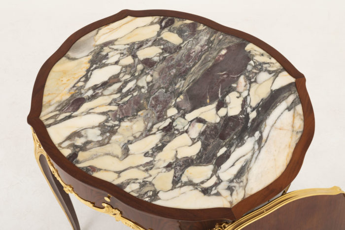 table bouillotte style louis xv marbre brèche médicis