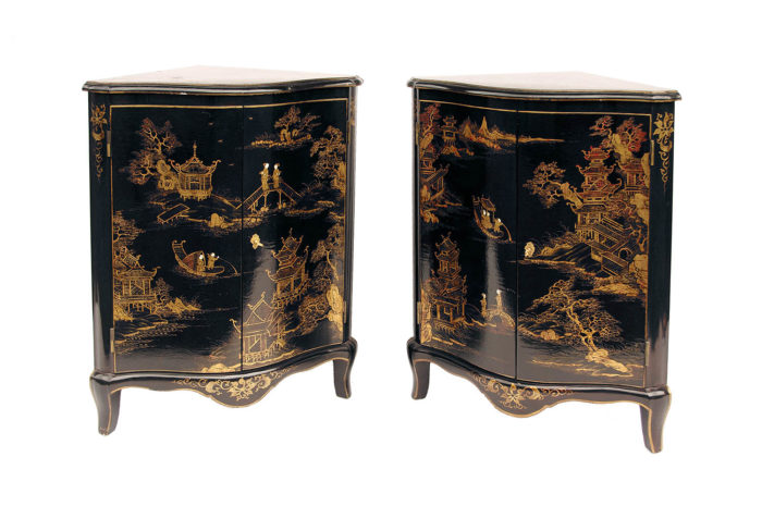 corner cabinets black lacquer gilt decor prcpl