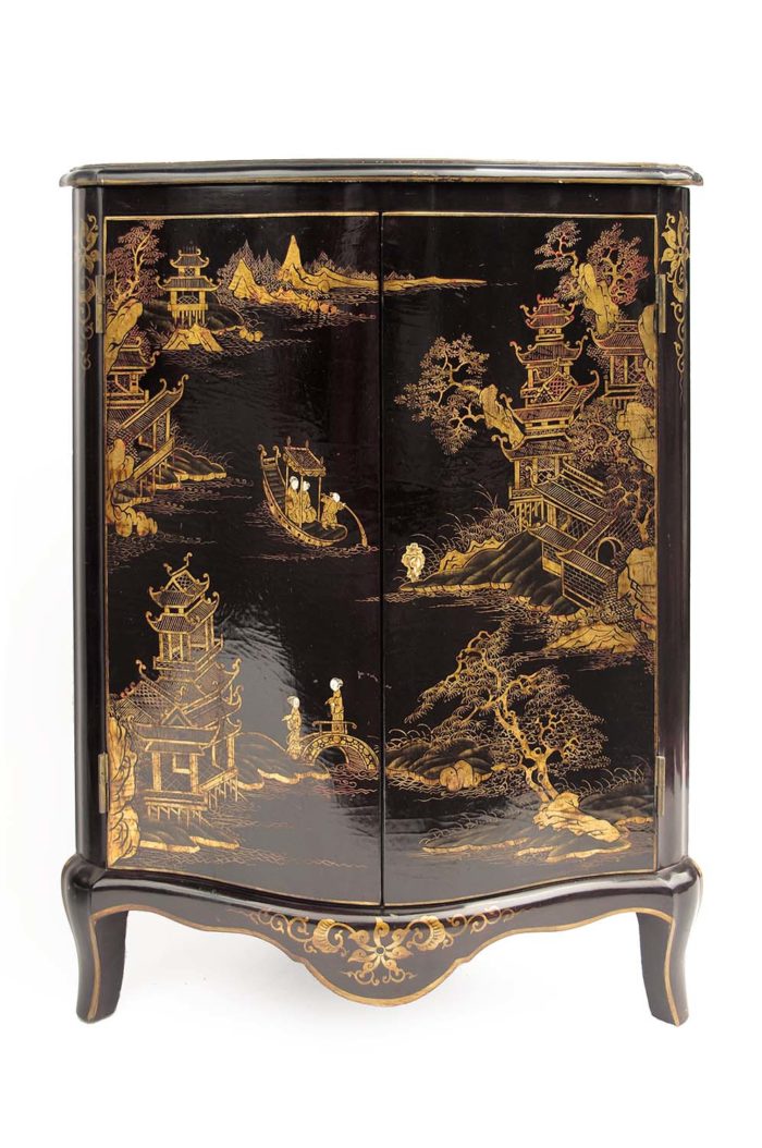 corner cabinets black lacquer chinese decor 2