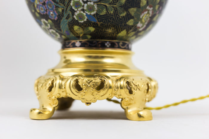 black cloisonné enamel lamps gilt bronze base